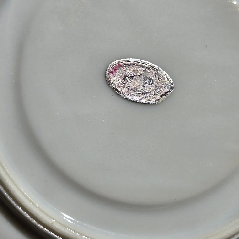 Vntg Lusterware‎ Footed Cup Pierced Saucer Gold trim B. P. Import Japan ART DECO